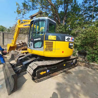 Used Komatsu PC128US Rear Counterweight and Exhaust Detail